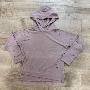 Abound Mauve Distressed Hooded Pullover